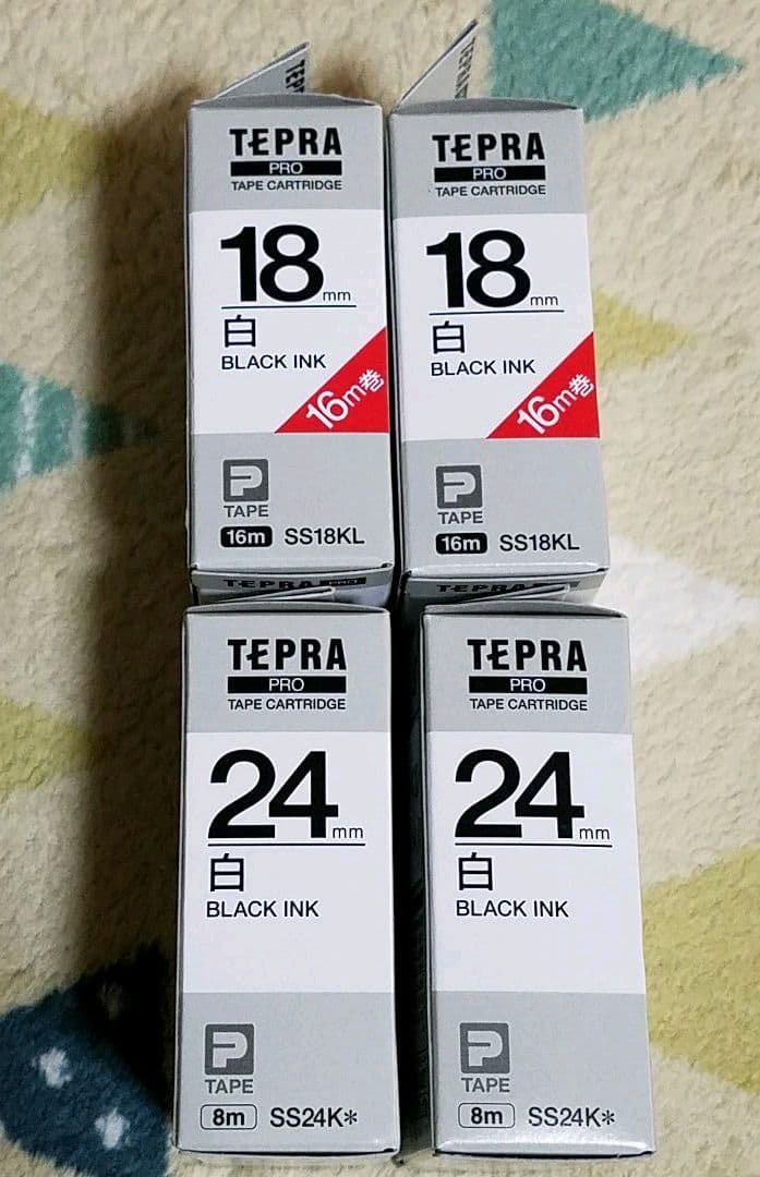 お値下げ☆テプラテープ 24mm(8m巻) ・18mm(16m巻)お徳用2倍巻