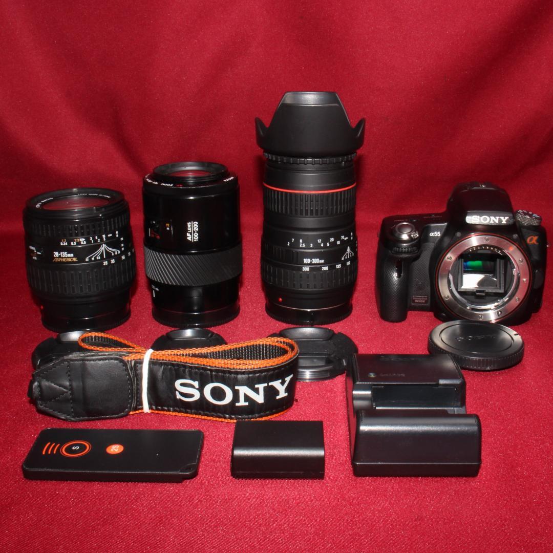 ✨スマホ転送セット付き✨❤️SONY SLT-A55V トリプルレンズ❤️