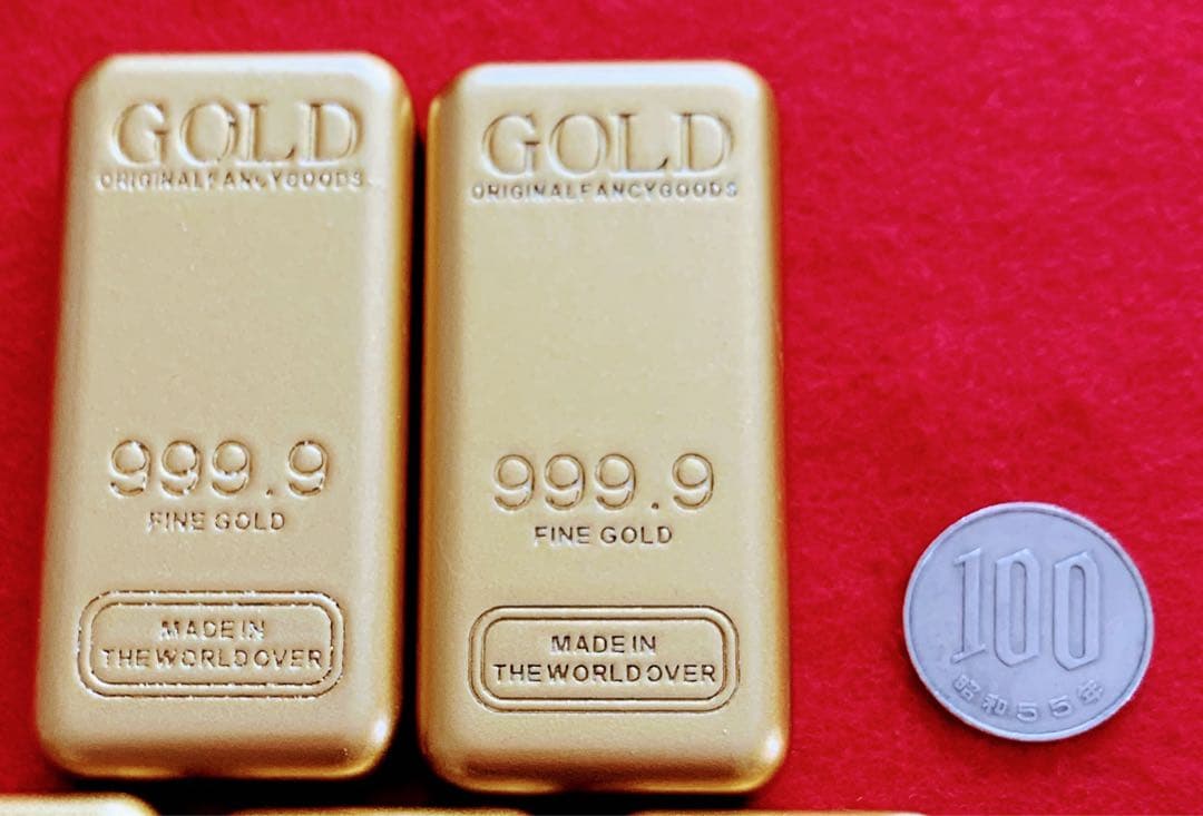 大型金塊 5個セット レプリカ インゴット ゴールドバー 999.9 純金塊