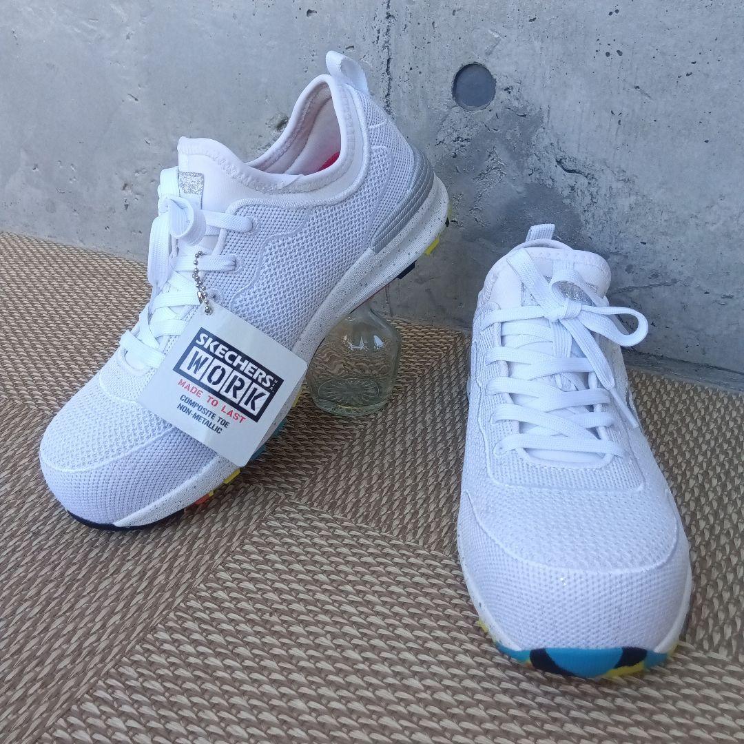 【試着程度】SKECHERS スケッチャーズ安全靴 先芯入り ラメ 24 白