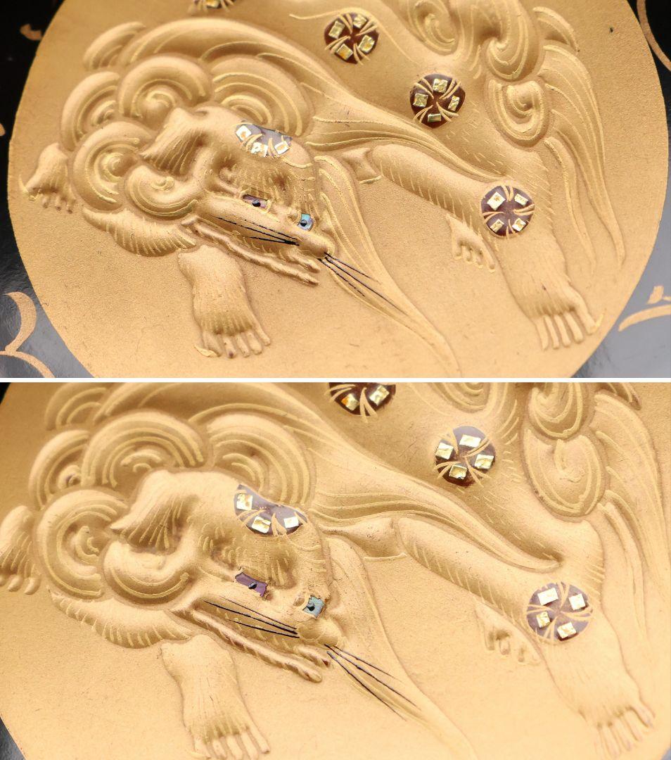 【CM431】天然木漆塗 獅子牡丹唐草金蒔絵 黒塗椀 二客 / (検) 輪島加賀