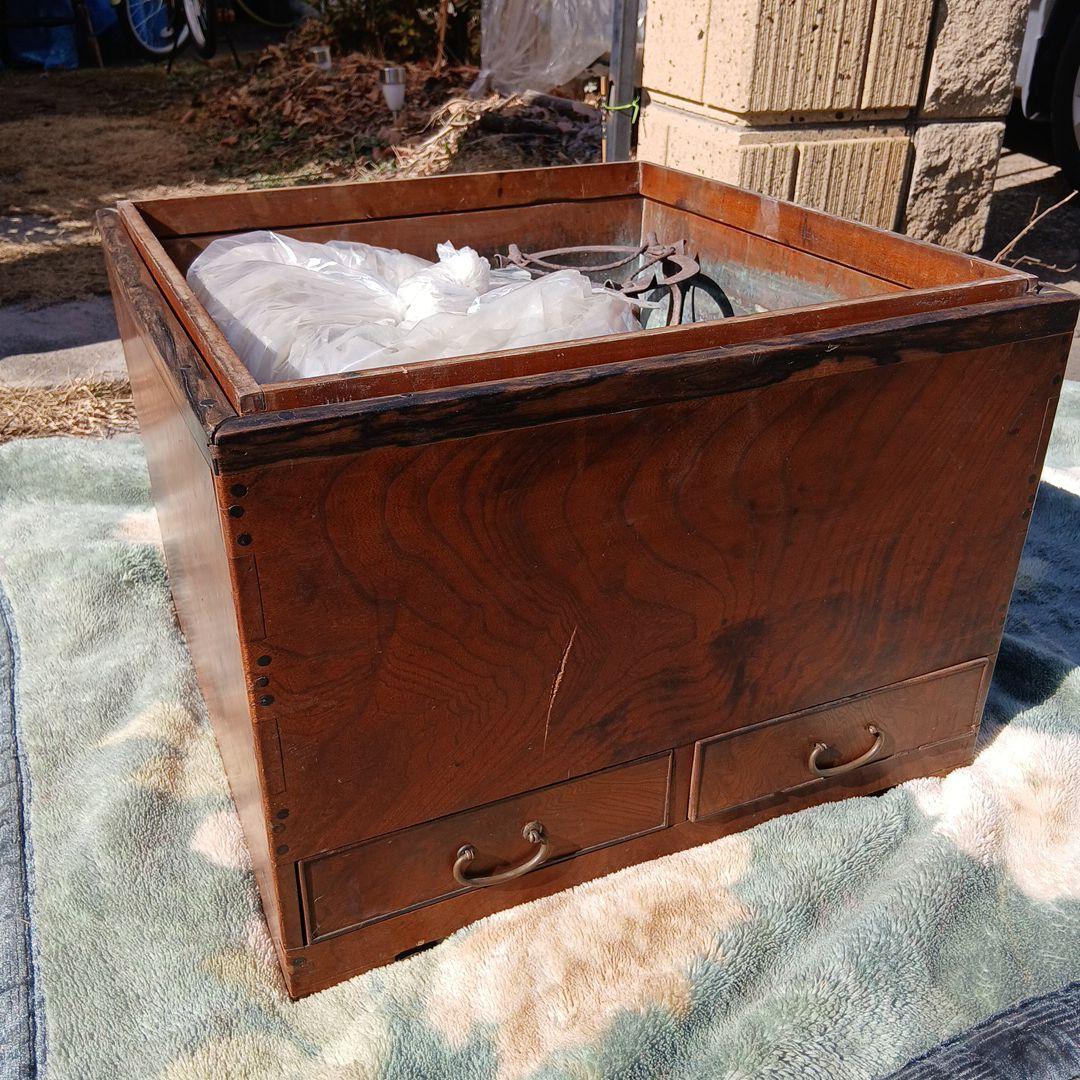 レトロ☆木製小型火鉢 引き出し付き☆