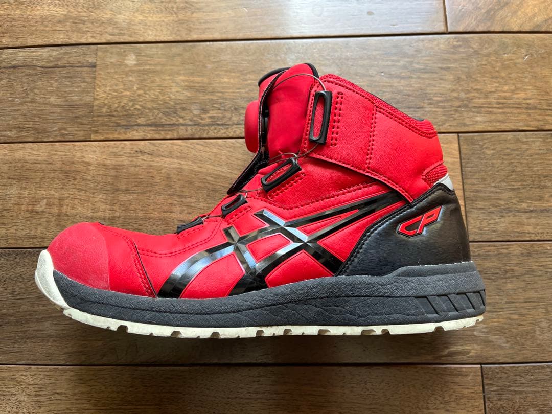 asics 安全靴 レッド ハイカット　26cm