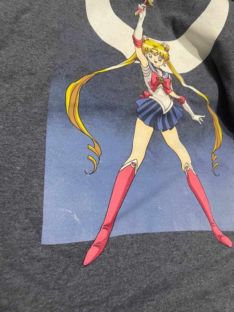 セーラームーン プリントTシャツ アニメT マンガ 古着 L 青 14520