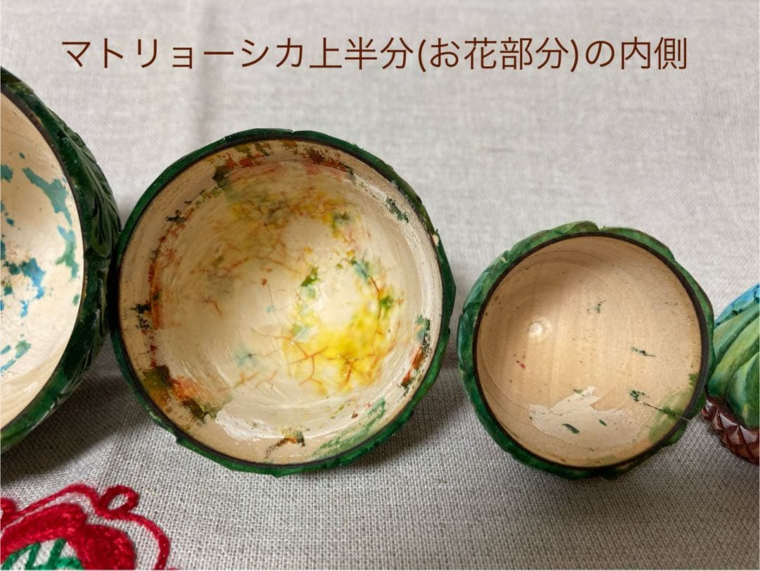 ロシア雑貨☆イースターエッグ型マトリョーシカ 5Pフラワーバスケット カービング