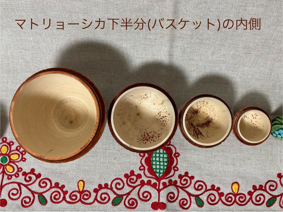 ロシア雑貨☆イースターエッグ型マトリョーシカ 5Pフラワーバスケット カービング