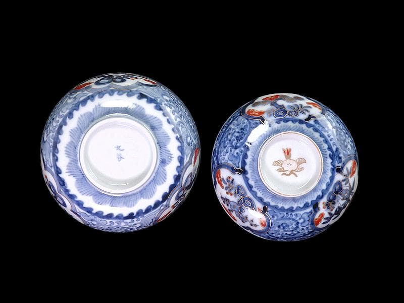 九谷　大聖寺伊万里　染錦　唐草に松竹梅の図　大振蓋茶碗　C435AS-fbvp