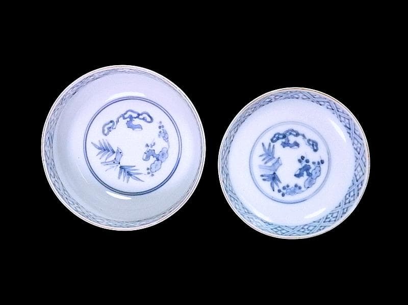 九谷　大聖寺伊万里　染錦　唐草に松竹梅の図　大振蓋茶碗　C435AS-fbvp
