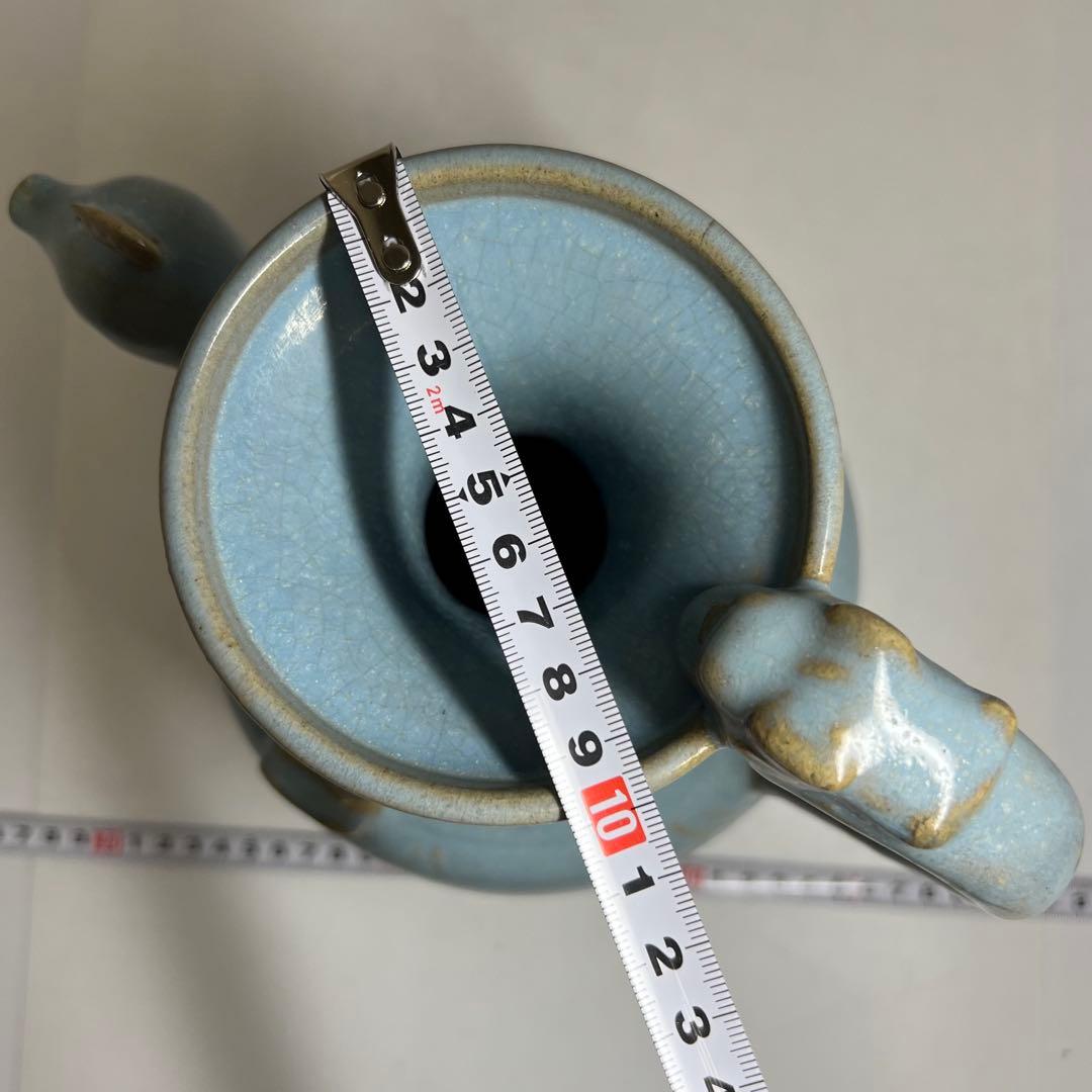 中国美術　均窯鶏冠壷 合箱 h27.5cm 東キ8-0326☆2F