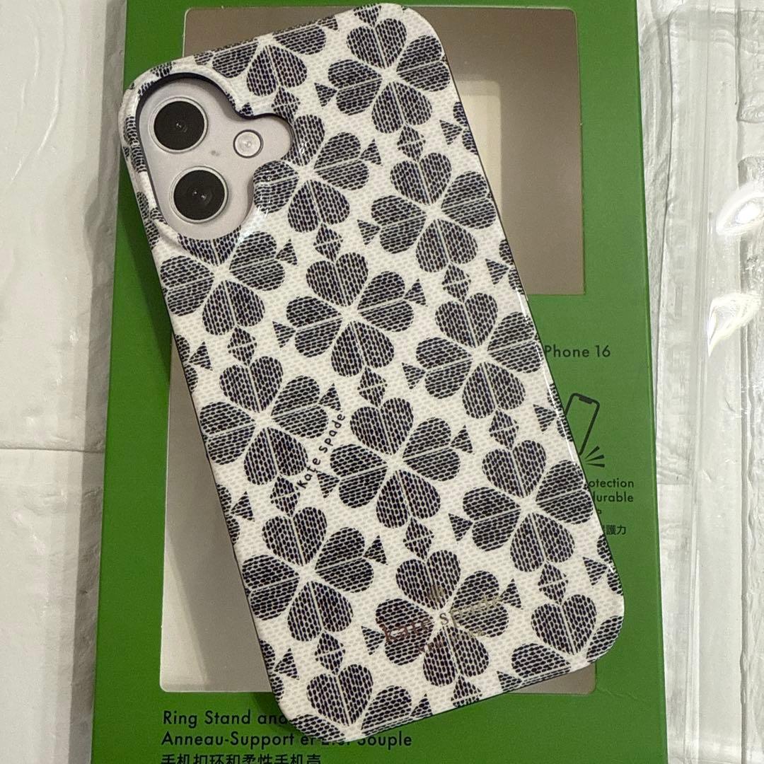 新品kate spade⭐️iPhone 16 リング付きスマホケース　スペード花