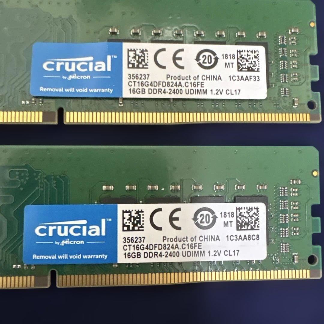 Crucial 16GB DDR4-2400 メモリ 2枚