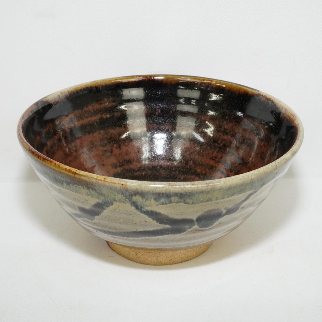 越中瀬戸焼　掛分茶碗　釋永由紀夫　茶碗　共箱 共布