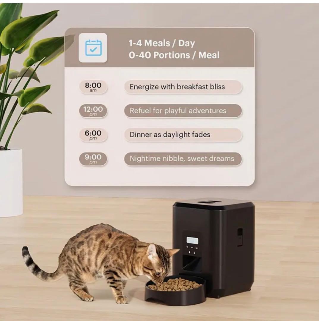 2L USB自動ペットフードフィーダー 犬猫用スマートペット給餌ボウル ホワイト