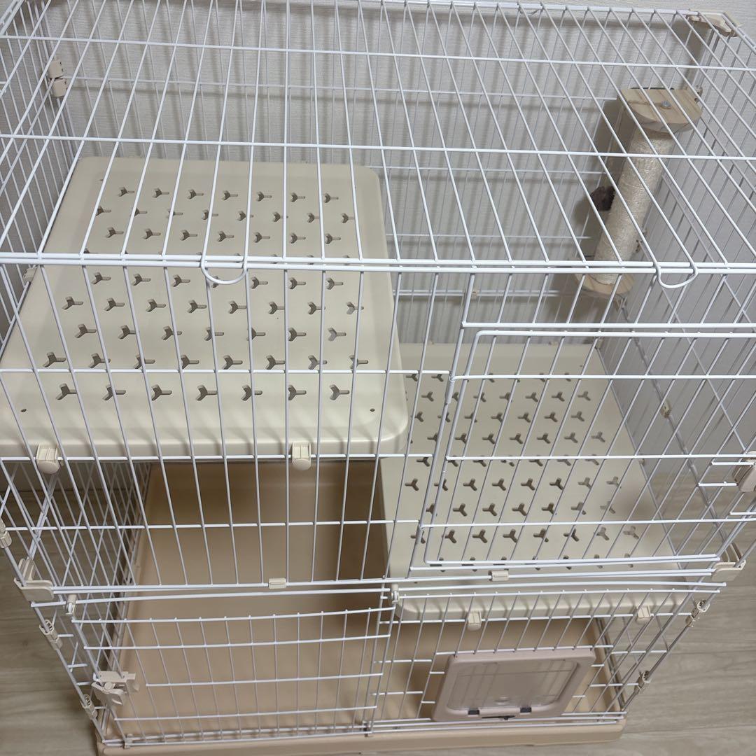 RAKU 猫ケージ キャットケージ ペットケージ ワイド扉 脱走防止 組立簡単