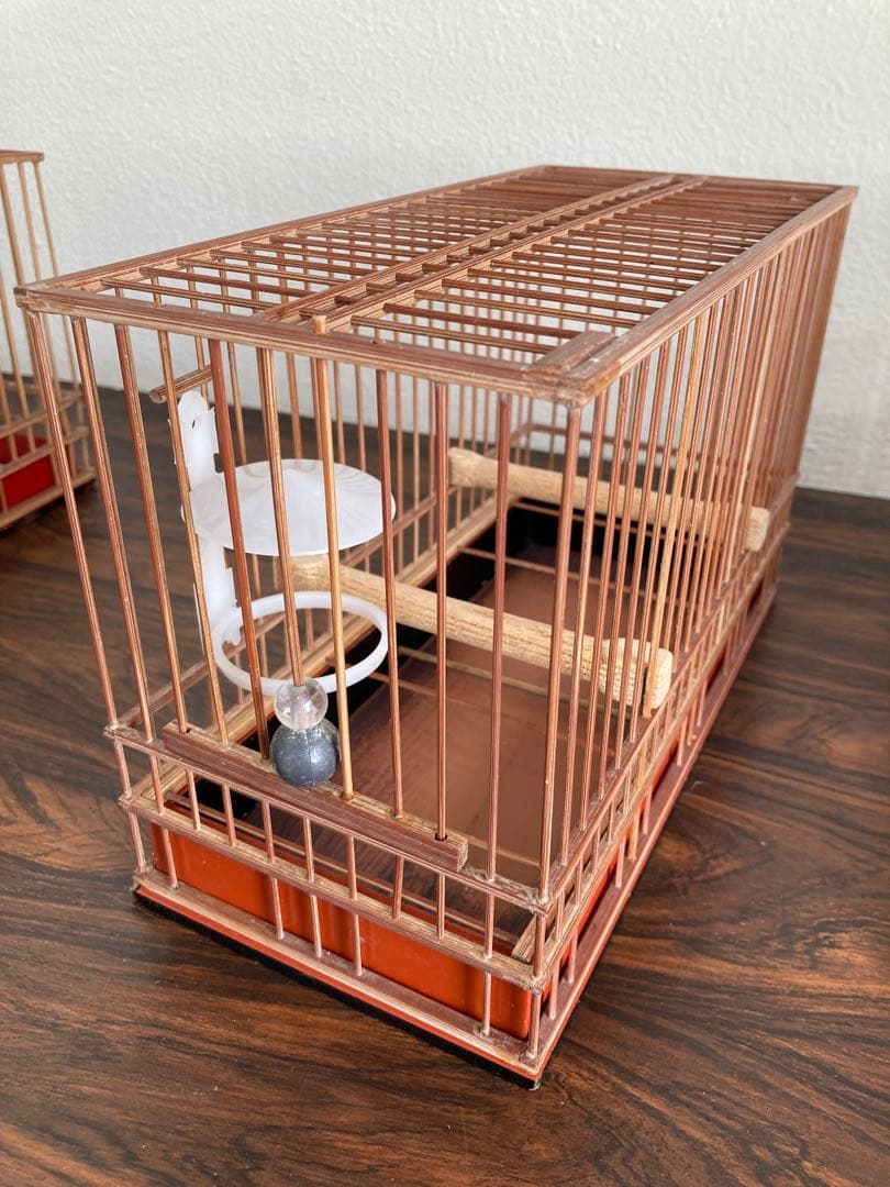 竹細工　メジロ　鳥かご　4個　木製　寝かせ箱　セット