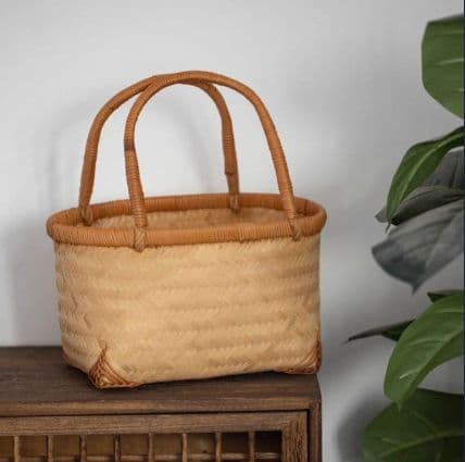 竹細工 極上品かご 収納 手作工芸品 市場かご 手提かご 買い物かご