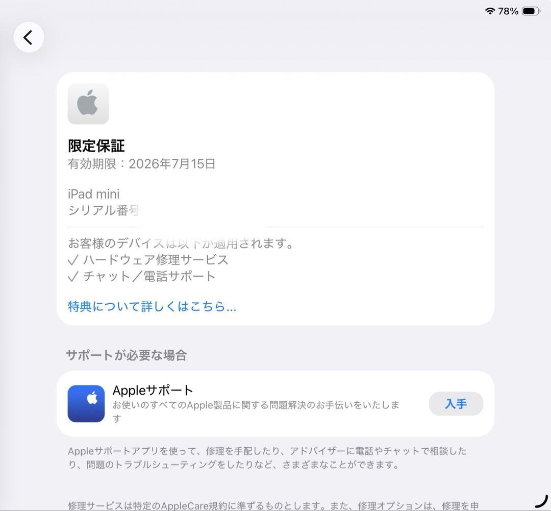 【美品】iPad mini A17Pro WiFiモデル256GB スターライト