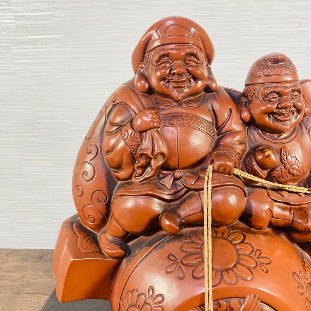 特大　七福神　大黒天様　恵比寿様　打出の小槌　陶器　焼物