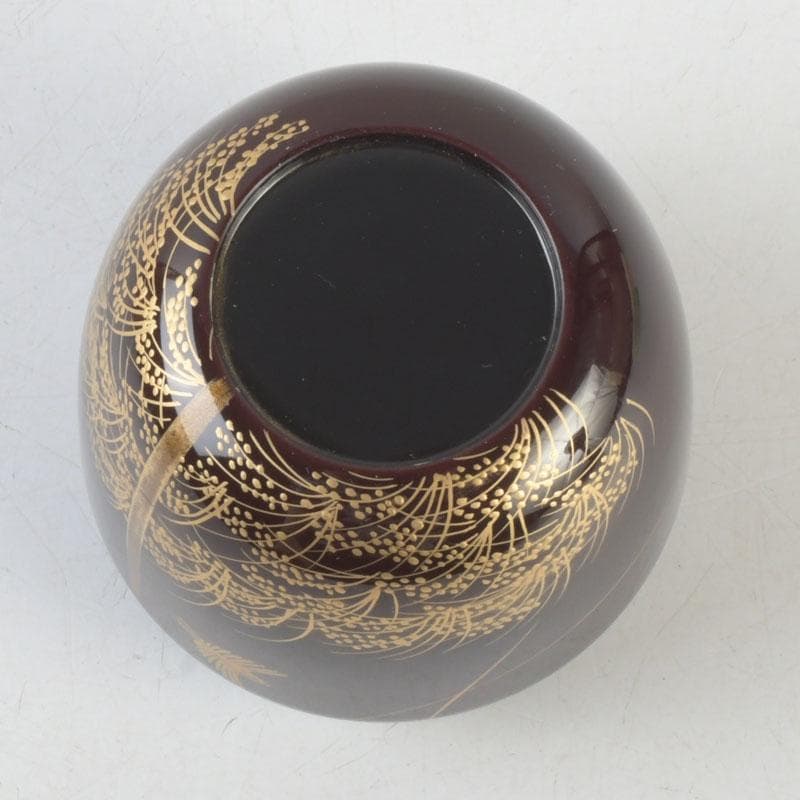 茶道具　坪田春彦作　溜塗　鳴子蒔絵　中棗　共箱　V　A39