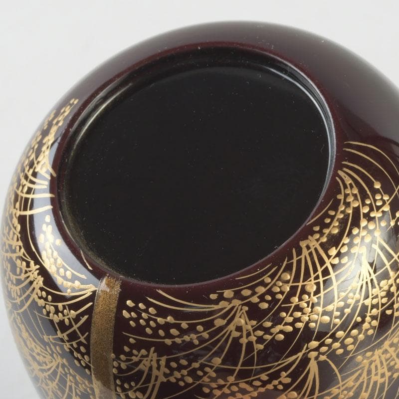 茶道具　坪田春彦作　溜塗　鳴子蒔絵　中棗　共箱　V　A39