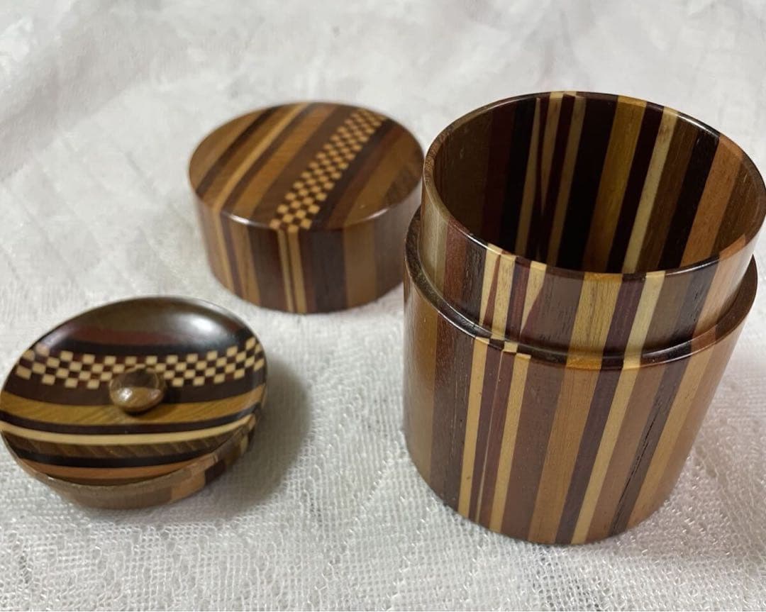 箱根寄木細工 茶筒 伝統工芸 木製Hakone Yosegi Zaiku