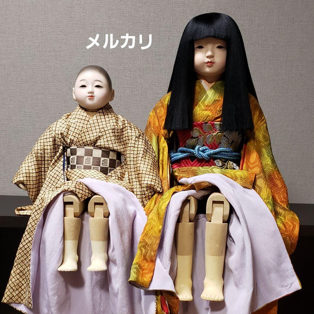 市松人形 姉弟セット 木製 関節膝折り ビスクドール