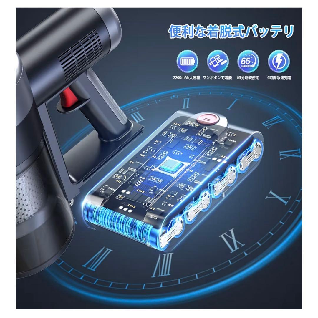 2026最新　コードレス掃除機 120KPa強力吸引 LEDライト付　65分稼働