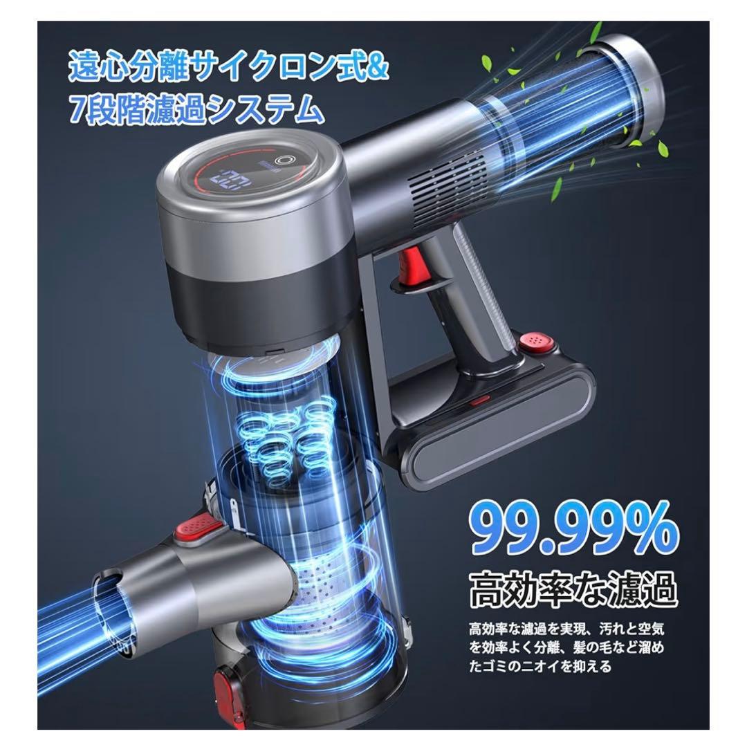 2026最新　コードレス掃除機 120KPa強力吸引 LEDライト付　65分稼働