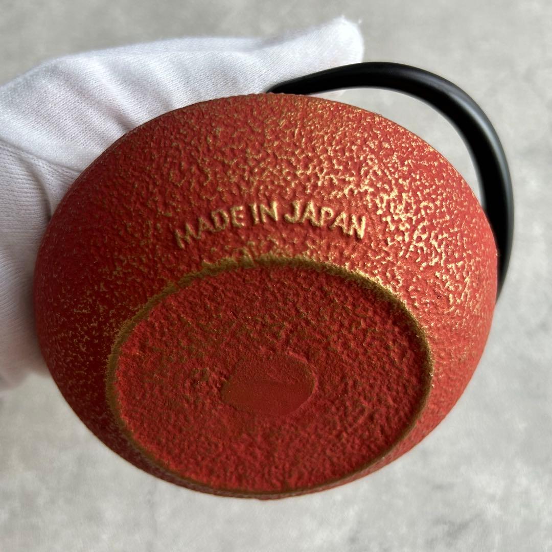 【新品・未使用】南部鉄器 急須 中尊寺0.3L 金/赤