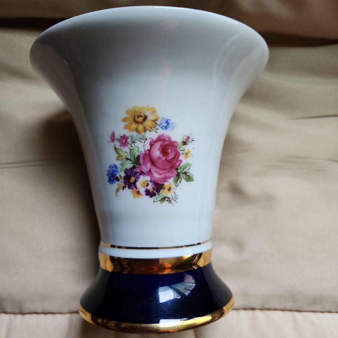アンティーク花柄陶器製花瓶