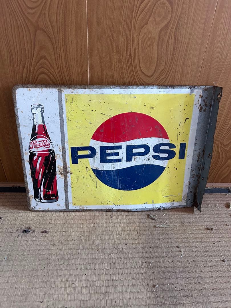 PEPSI ペプシコーラ ペプシ　両面 袖付看板 ホーロー看板 琺瑯看板　看板