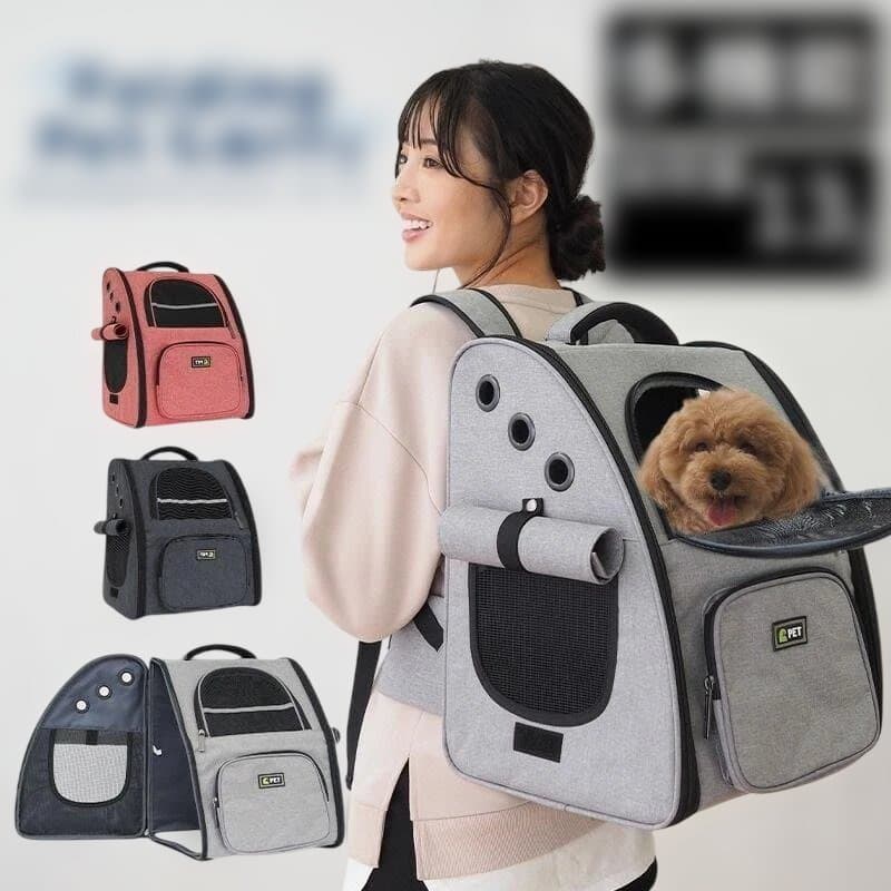 *耐荷重13kg★ ペットリュック 通気性◎ 折畳み ライトグレー 他カラー有