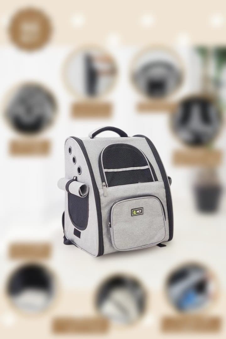 *耐荷重13kg★ ペットリュック 通気性◎ 折畳み ライトグレー 他カラー有