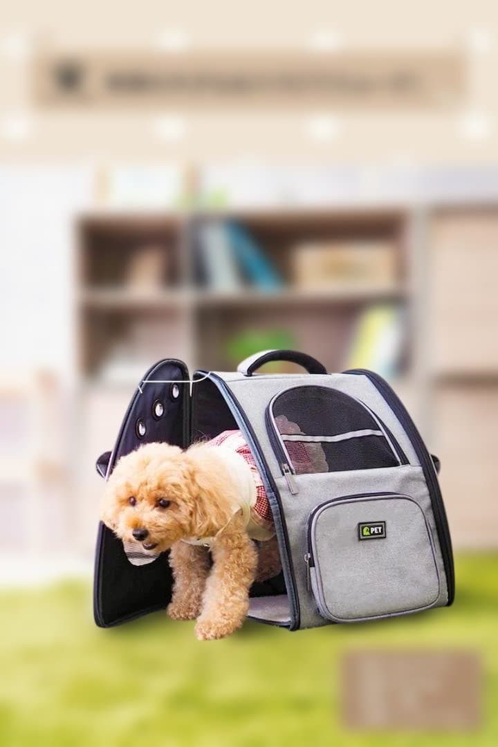 *耐荷重13kg★ ペットリュック 通気性◎ 折畳み ライトグレー 他カラー有