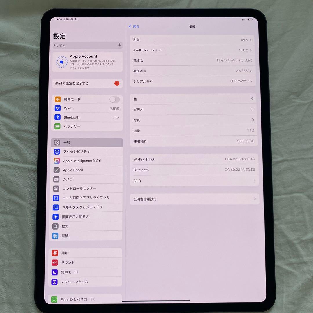 iPad本体 iPad Pro M4 13 1TB + Apple pencil pro
