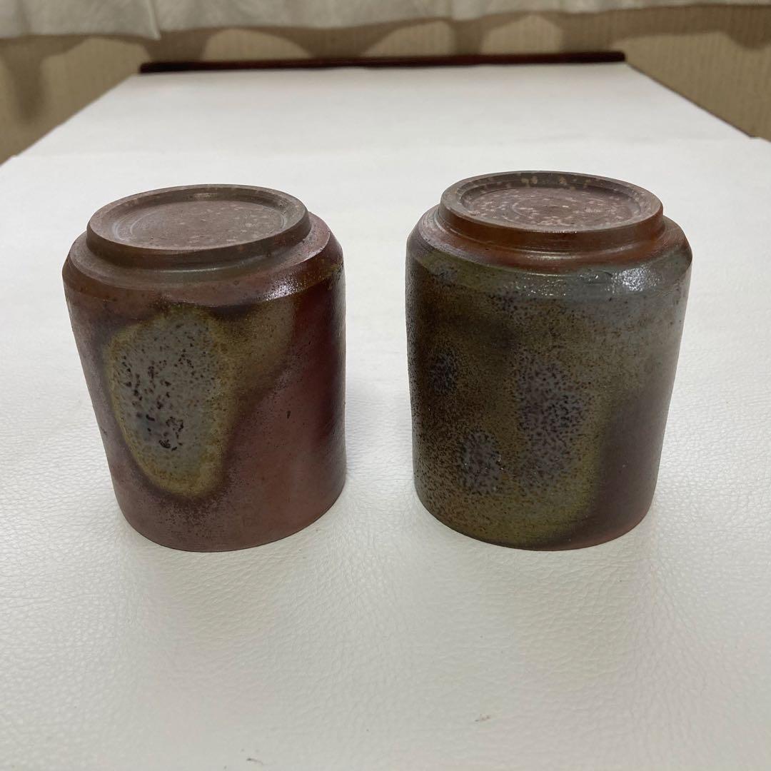 備前焼 湯呑み 茶器 カップ 2点 陶器 陶芸 和風 工芸品 レトロ
