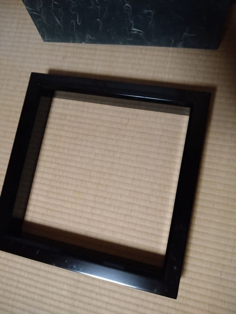 炉縁 黒無地 木製漆塗 茶道具【未使用美品】