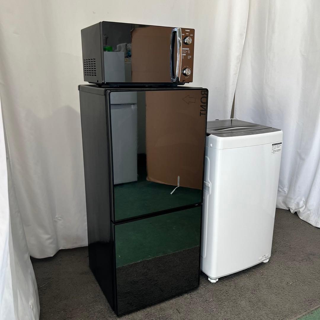 126❤️冷蔵庫　洗濯機　レンジ　家電セット　一人暮らし　小型　黒　安い　設置無料