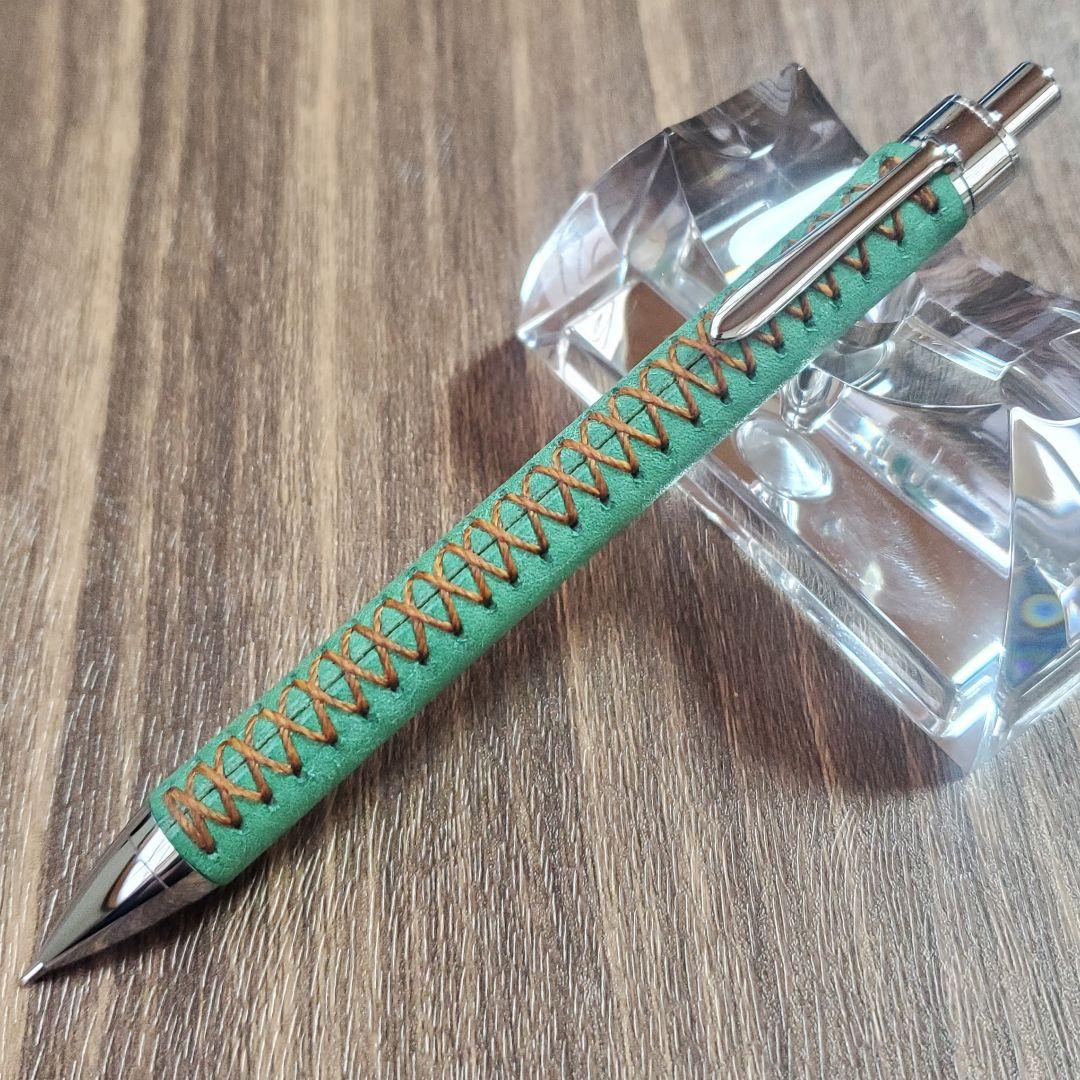 革軸シャーペン 0.5mm 手縫い仕立て　⑬