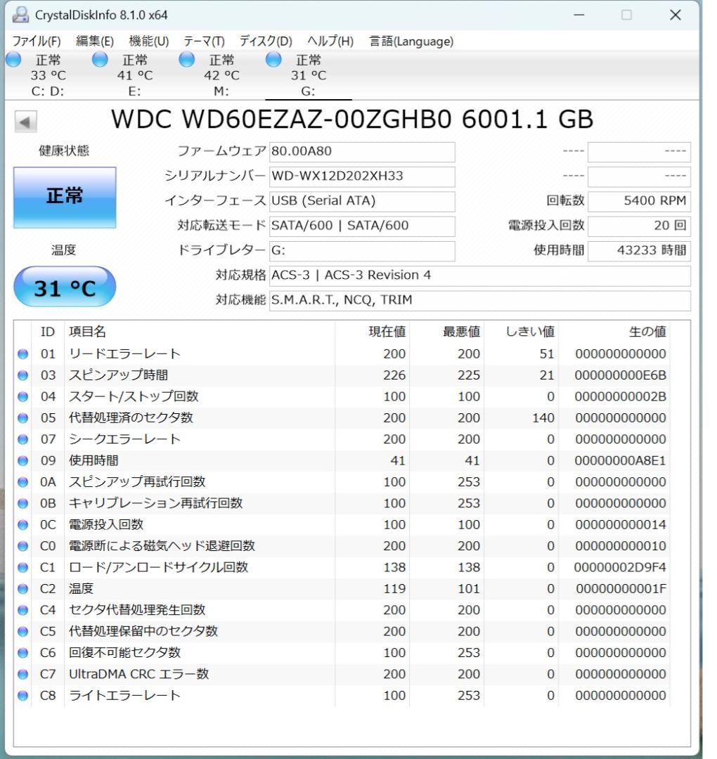 WD Blue 6TB 内蔵型ハードディスクドライブ