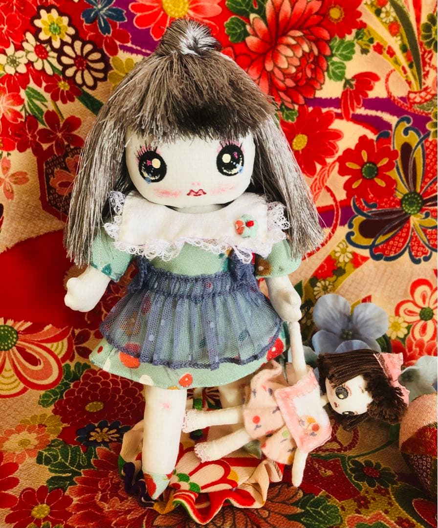 ＊夢 文化人形＊髪飾り乙女♡創作文化人形約20cm着せ替え8点セット＊