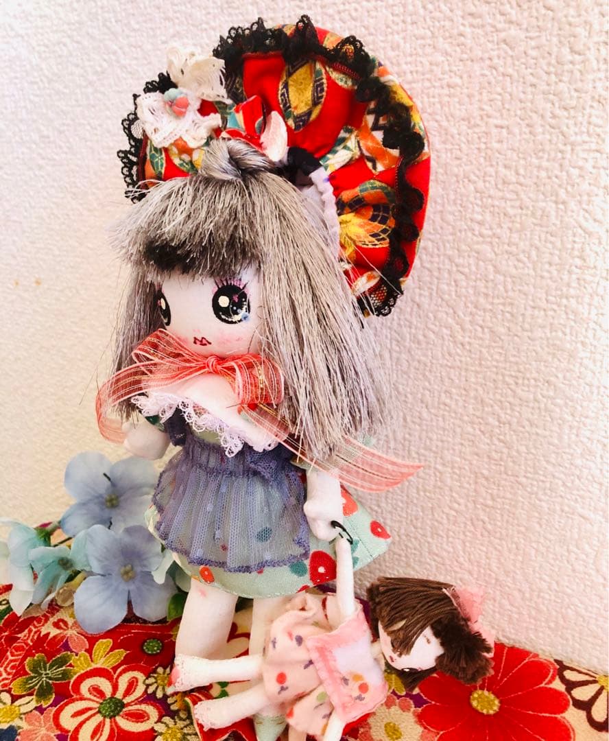 ＊夢 文化人形＊髪飾り乙女♡創作文化人形約20cm着せ替え8点セット＊