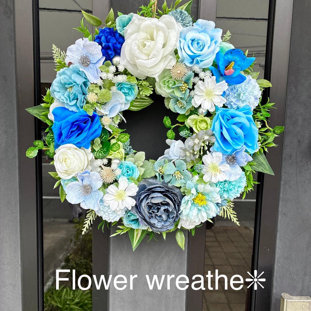 チューリップ✳️フラワーリース✳️Blue &purpleの2点❤️玄関リース☆