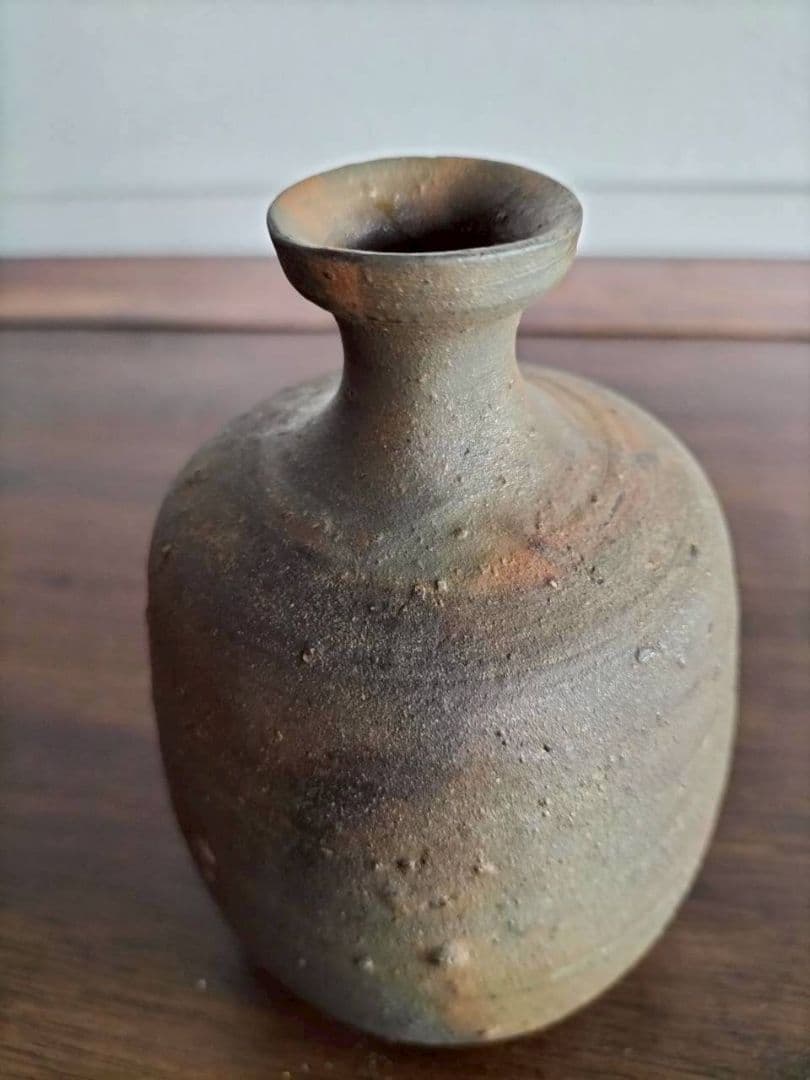 備前花入　木箱付き　備前焼　高さ約13cm　花瓶　陶器　陶芸　工芸