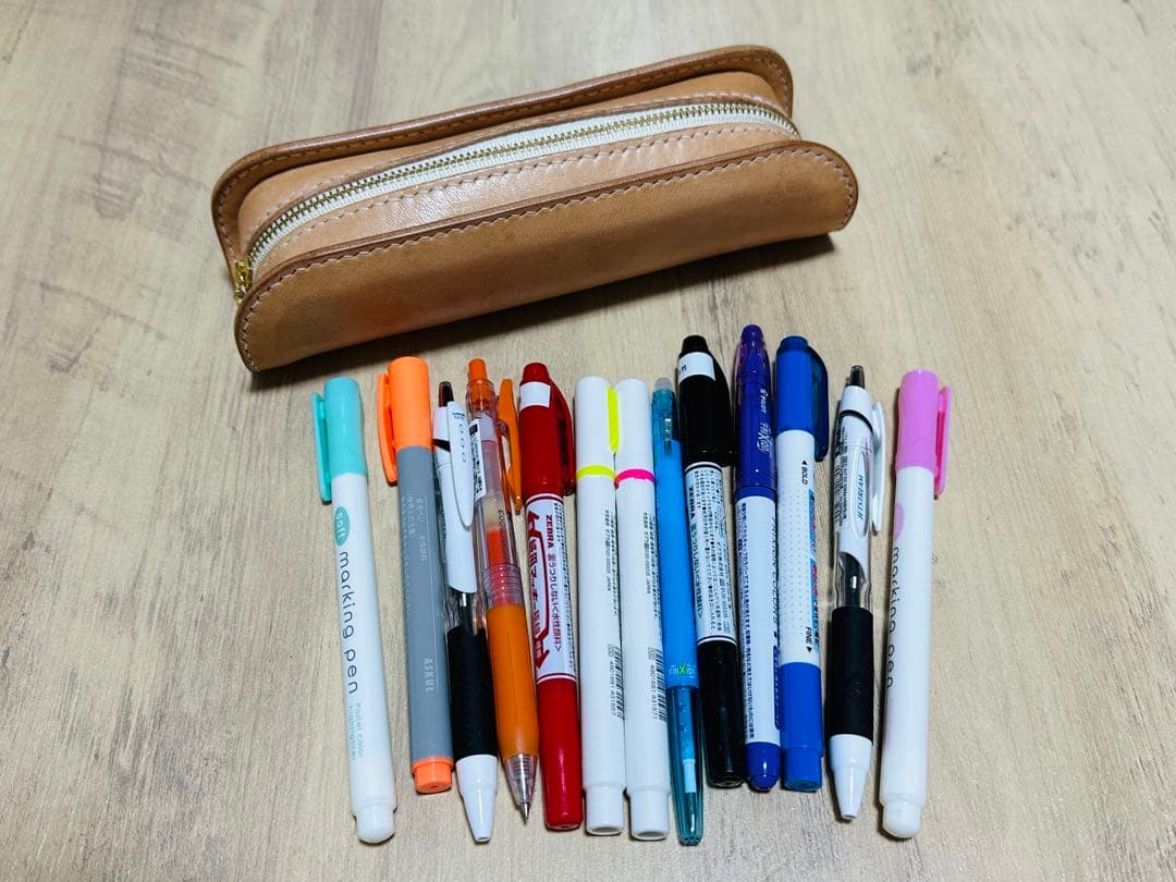 受注品 ハンドメイド デブペンケース 栃木レザー 吟すりレザー ナチュラル