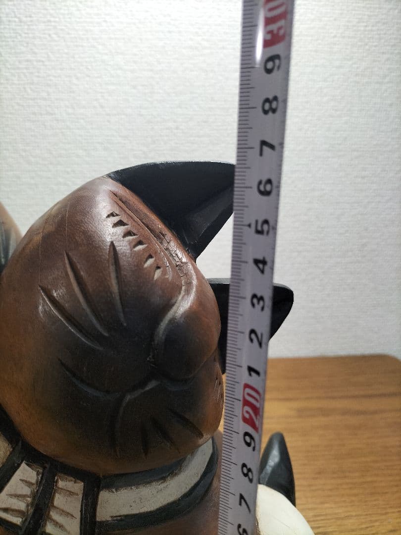 かわいい木彫り 猫のペア置物　最終値下げ