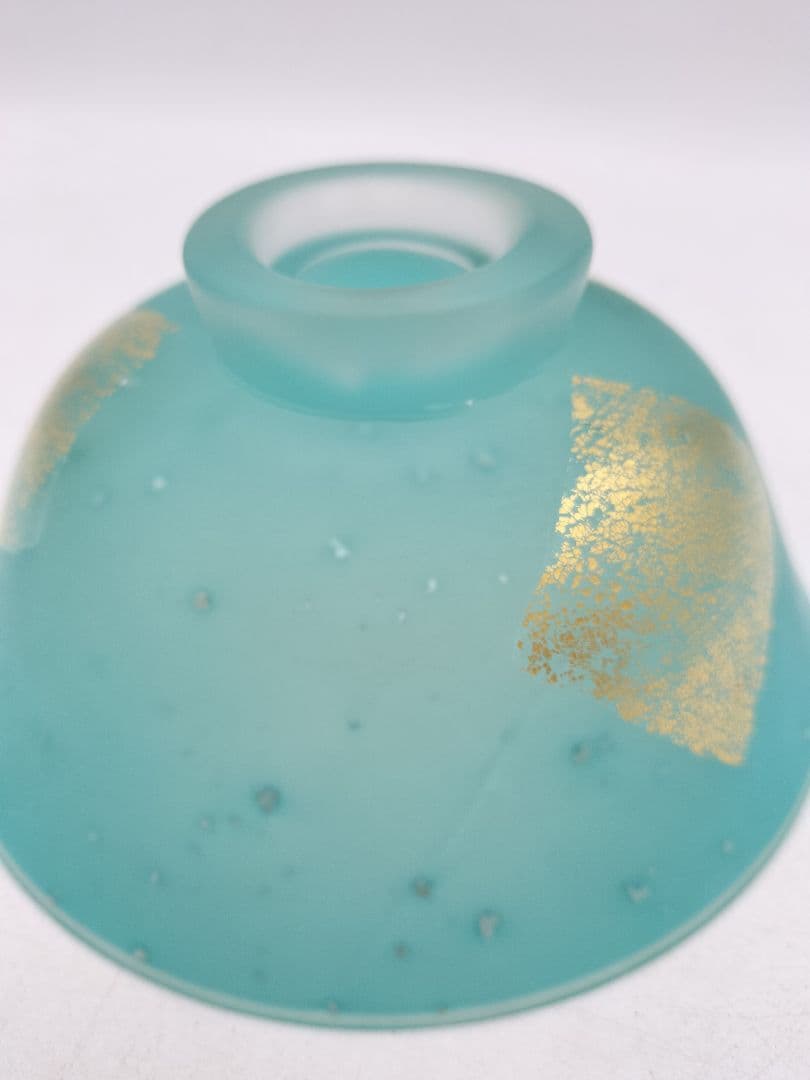 d104 義山茶碗 金箔摺硝子 水崎長寿 木箱 茶道具 古物