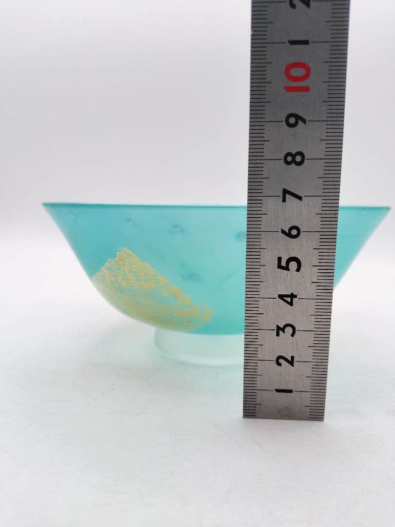 d104 義山茶碗 金箔摺硝子 水崎長寿 木箱 茶道具 古物