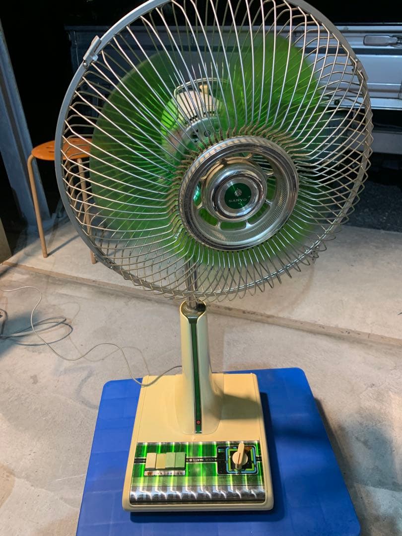 サンヨー 扇風機 昭和レトロ 当時物 インテリア レトロポップ 緑 グリーン