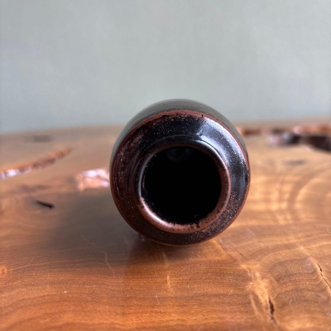 古瀬戸茶入 槍の鞘写 仕覆付き(西陣織 金剛裂) 桐箱茶道具